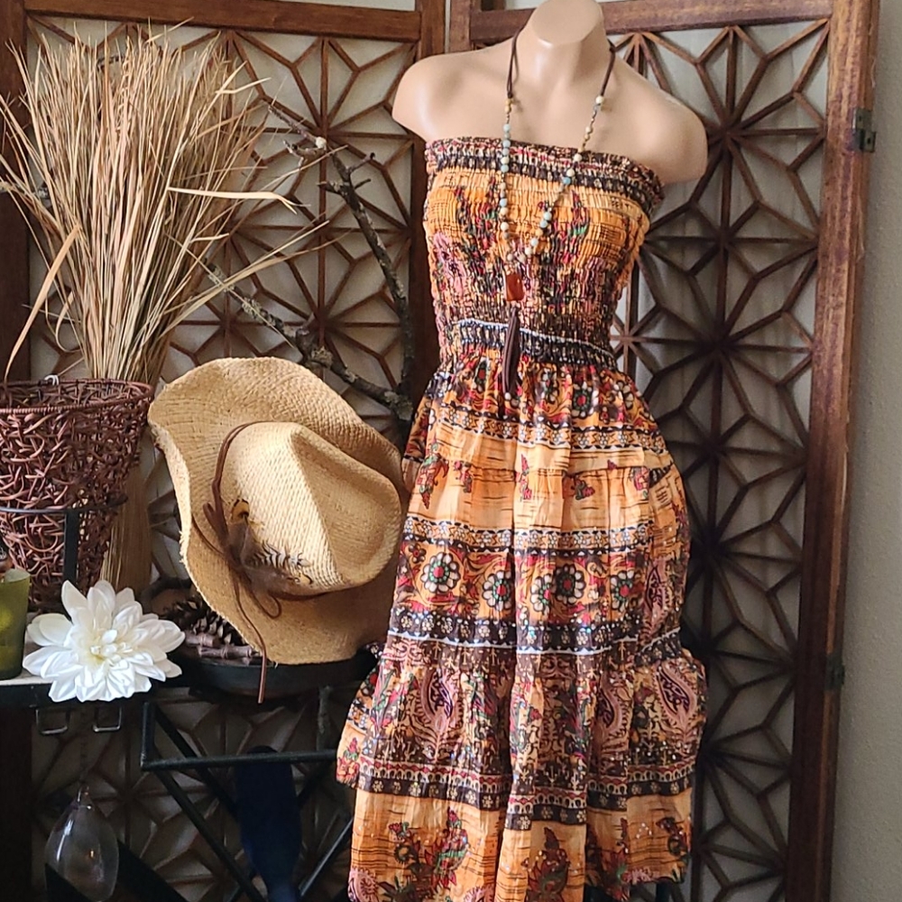NEW BO HO MULTI MEDIUM DRESS WITH SPARKLE ACCENTS
